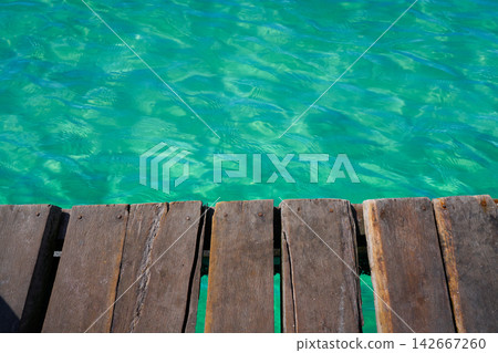 Riviera Maya Caribbean wooden pier in Mexico Riviera Maya Caribbean wooden pier in Mexico 142667260