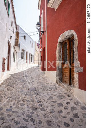 Ibiza Eivissa downtown Dalt Vila facades Ibiza Eivissa downtown Dalt Vila facades 142667470