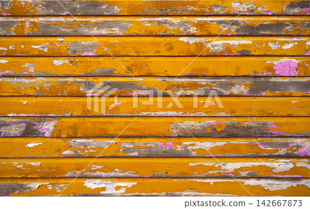 Mahahual Caribbean yellow wood painted wall Mahahual Caribbean yellow wood painted wall 142667873