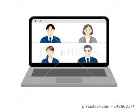 Business people participating in online meetings using their laptops. Business people participating in online meetings using their laptops. 142668174