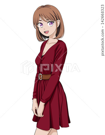 穿紅裙子的女人 142668323