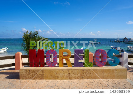 Puerto Morelos word sign in Mayan Riviera Puerto Morelos word sign in Mayan Riviera 142668599