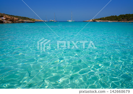 Ibiza Portinatx Arenal Petit beach in Balearics Ibiza Portinatx Arenal Petit beach in Balearics 142668679