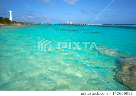 Mahahual Caribbean beach in Costa Maya Mahahual Caribbean beach in Costa Maya 142669091