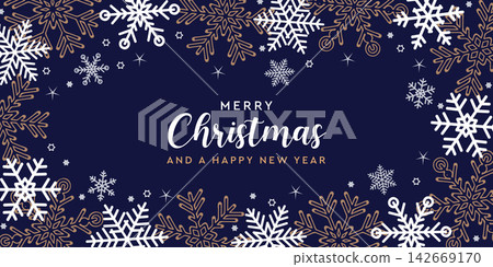 christmas card with snowflake border on blue background vector illustration christmas card with snowflake border on blue background vector illustration 142669170