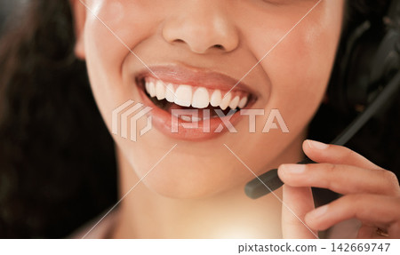 Mouth, smile and customer support for crm, call center and technology service agency. Consultant, computer and telemarketing company with conversation, happiness and workplace operator with headset Mouth, smile and customer support for crm, call center and technology service agency. Consultant, computer and telemarketing company with conversation, happiness and workplace operator with headset 142669747