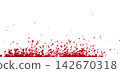 Paint red blood droplet attack up splashing. Paint explosion splatter to mid air. Red color leak spill. White background isolated high speed shutter freeze. Blood splash explosion up in line 142670318
