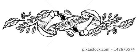 A vector banner featuring mushrooms and autumn leaves A vector banner featuring mushrooms and autumn leaves 142670574