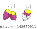 Illustration of freshly baked sweet potatoes / fluffy baked sweet potatoes 142670911