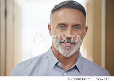 Mature, businessman and portrait with smile in office for career with confidence, happy and positive. Manager, boss and financial planner with pride for job in Australia with person in corporate. Mature, businessman and portrait with smile in office for career with confidence, happy and positive. Manager, boss and financial planner with pride for job in Australia with person in corporate. 142671159