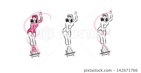 Happy Woman Riding Sled Hand Drawn Illustration Set, Playful Winter Female Character Sledding, Christmas Holiday Outdoor Activity and Seasonal Vector Collection Happy Woman Riding Sled Hand Drawn Illustration Set, Playful Winter Female Character Sledding, Christmas Holiday Outdoor Activity and Seasonal Vector Collection 142671766