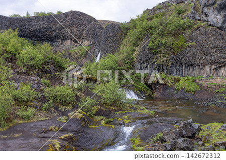 Multiple small cascades among columnar basalt at Gjain, Thjorsardalur, Iceland Multiple small cascades among columnar basalt at Gjain, Thjorsardalur, Iceland 142672312