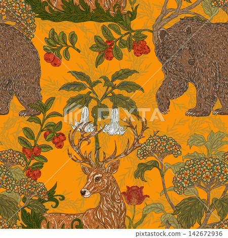 seamless pattern with deer antlers seamless pattern with deer antlers 142672936
