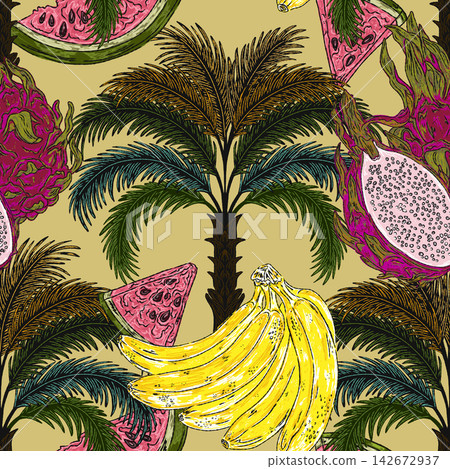 tropical background with palm leaves and tropical tropical background with palm leaves and tropical 142672937