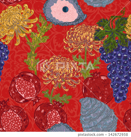 seamless pattern with grapes seamless pattern with grapes 142672938