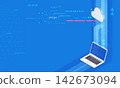 Laptop connecting to cloud data network vector illustration 142673094