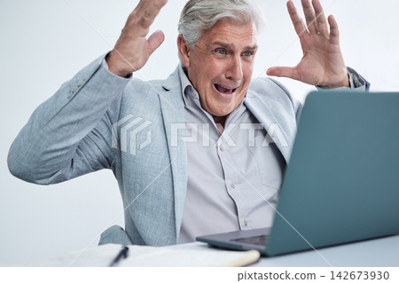 Stress, screaming or business man on laptop for disaster, financial crisis or reading bankruptcy email in office. Angry manager, depression or shout in debt, tax or mature agent frustrated at mistake Stress, screaming or business man on laptop for disaster, financial crisis or reading bankruptcy email in office. Angry manager, depression or shout in debt, tax or mature agent frustrated at mistake 142673930