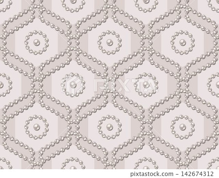 Seamless hexagonal pattern with white pearls Seamless hexagonal pattern with white pearls 142674312