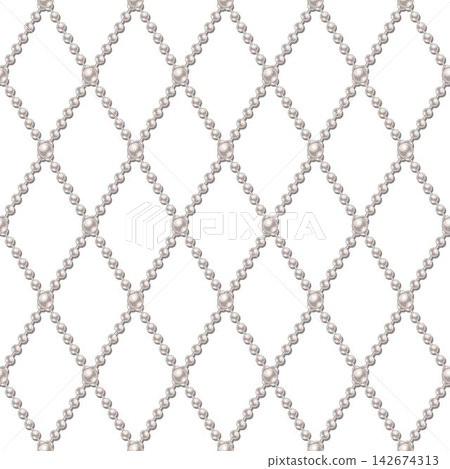 Seamless lattice pattern with white pearls 142674313