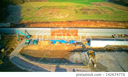A erosion control dam photographed from above. A erosion control dam photographed from above. 142674778
