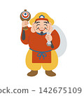 A cute illustration of Daikokuten (one of the Seven Lucky Gods), the god of business prosperity. 142675109