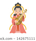 Cute illustration of Benzaiten (one of the Seven Lucky Gods) 142675111