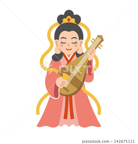 Cute illustration of Benzaiten (one of the Seven Lucky Gods) Cute illustration of Benzaiten (one of the Seven Lucky Gods) 142675111