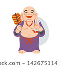 Cute illustration of Hotei (one of the Seven Lucky Gods) 142675114
