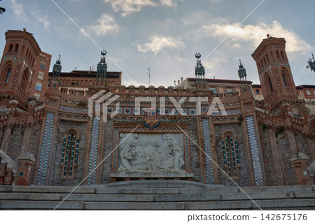 The majestic Oval Steps in Teruel, a Neo-Mudejar architectural gem with a relief The majestic Oval Steps in Teruel, a Neo-Mudejar architectural gem with a relief 142675176