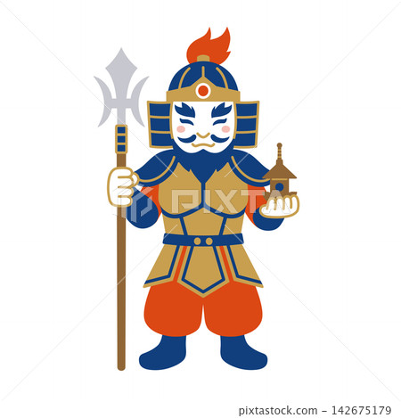 A simple and cute illustration of Bishamonten (one of the Seven Lucky Gods) A simple and cute illustration of Bishamonten (one of the Seven Lucky Gods) 142675179