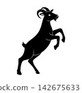Goat standing on hind legs  142675633