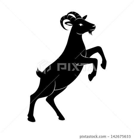 Goat standing on hind legs Goat standing on hind legs 142675633