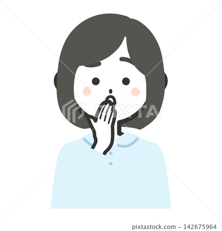 一幅女性上半身面向前方的插圖,她摀著嘴,表情憂慮。 一幅女性上半身面向前方的插圖,她摀著嘴,表情憂慮。 142675964
