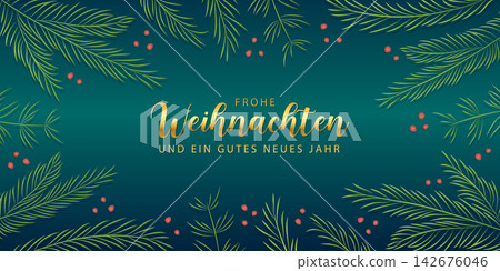 christmas greeting card with fir branches vector illustration christmas greeting card with fir branches vector illustration 142676046