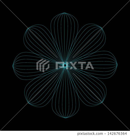 Abstract Geometric Cyan Blue Floral Petals Mandala and Radial Starburst Vector Background Abstract Geometric Cyan Blue Floral Petals Mandala and Radial Starburst Vector Background 142676364