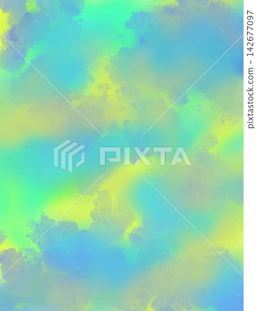 Abstract Blue Watercolor Splatter Vector Background on Lime Green and Yellow Gradient 142677097