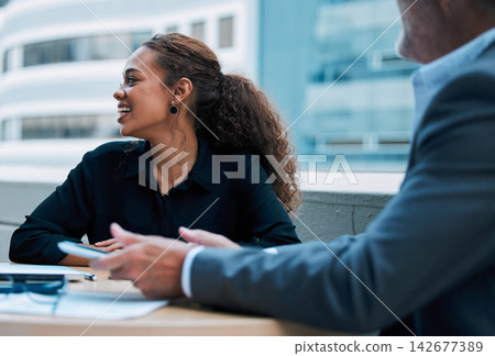 Smile, business and woman in meeting outdoor, balcony and discussion for planning, research and ideas for project development. Happy, employee and staff on rooftop, terrace and brainstorming for work Smile, business and woman in meeting outdoor, balcony and discussion for planning, research and ideas for project development. Happy, employee and staff on rooftop, terrace and brainstorming for work 142677389
