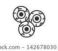 A line drawing of a colorful eyeball icon for Halloween. 142678030