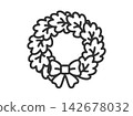 Halloween wreath icon (line drawing) illustration 142678032