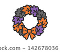 Halloween wreath icon (line art, color) illustration 142678036