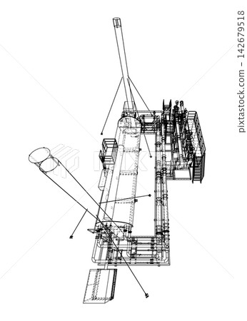industrial machinery wireframe. Vector industrial machinery wireframe. Vector 142679518