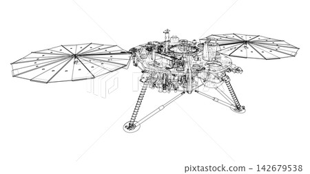 Mars lander wireframe illustration. Vector Mars lander wireframe illustration. Vector 142679538