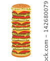 Giant cheeseburger vector illustration in retro style. Fast food flat cartoon icon 142680079