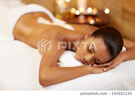 Salt scrub, massage and spa with woman, beauty and skincare with stress relief, body luxury and calm. Weekend break, person or girl with vacation, peaceful or treatment to exfoliate, relax or holiday Salt scrub, massage and spa with woman, beauty and skincare with stress relief, body luxury and calm. Weekend break, person or girl with vacation, peaceful or treatment to exfoliate, relax or holiday 142681130