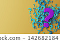 Large Purple Question Mark Among Many Blue Question Marks on Yellow Background Representing Uncertainty 142682184