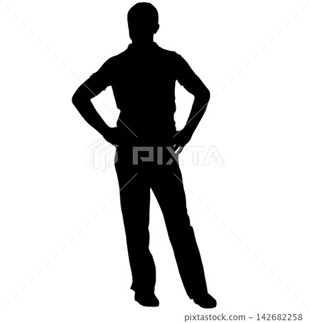 Black silhouette of a man walking isolated on a white background. Black silhouette of a man walking isolated on a white background. 142682258