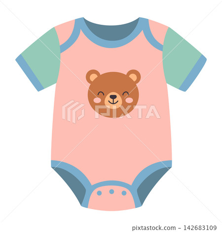 Cute Baby Bodysuit with Teddy Bear Vector Illustration Cute Baby Bodysuit with Teddy Bear Vector Illustration 142683109