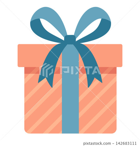 Gift Box with Blue Ribbon and Bow Vector Illustration Gift Box with Blue Ribbon and Bow Vector Illustration 142683111