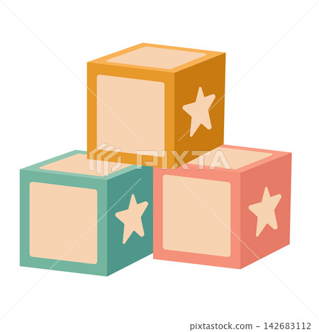 Colorful Baby Toy Blocks with Stars Vector Illustration Colorful Baby Toy Blocks with Stars Vector Illustration 142683112