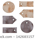 Watercolor Gift Tags Set, Blank Pastel Label Templates Isolated on White 142683157